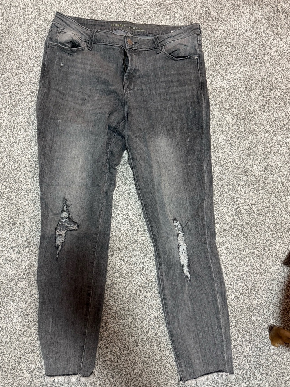 Old Navy Women's Charcoal Gray Distressed Skinny Jeans